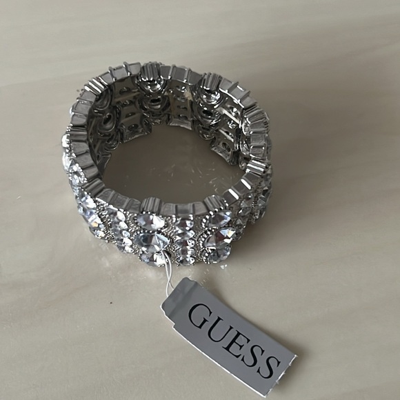 Y2K Guess Rhinestone Stretch Cuff Bracelet - Picture 3 of 5